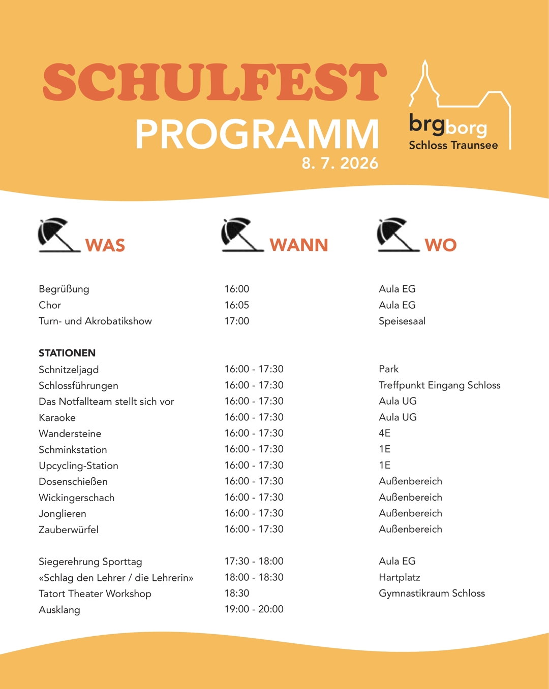 Programm des Schulfestes